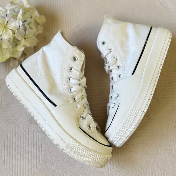 NEW Womens Size 9.5 Converse Chuck Taylor All Star Construct High Vintage White - Picture 2 of 9